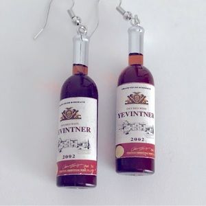 New Wine Bottle Champagne Oversized Dangling Mini Food Earrings Fun Party Gift